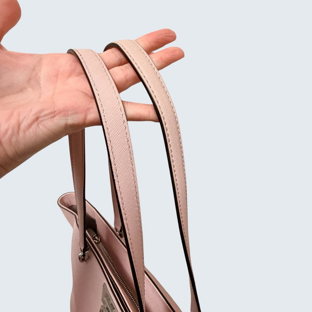 Michael Kors Blush Pink Saffiano Leather Tote Work Everyday Silver Lock Large - Picture 15 of 16